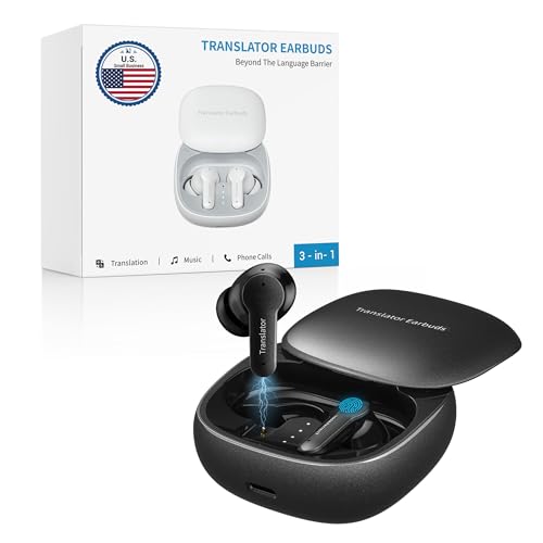 ANFIER M3 AI Offline Translator Earbuds Real Time, Language Translation Device in 144 Languages, 3-in-1 Two-Way Audífonos Traductores, Live Translate Headphones, No Subscription Required (Black)