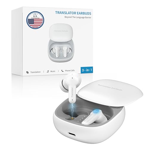 ANFIER M3 AI Offline Translator Earbuds Real Time, Language Translation Device in 144 Languages, 3-in-1 Two-Way Audífonos Traductores, Live Translate Headphones, No Subscription Required (White)
