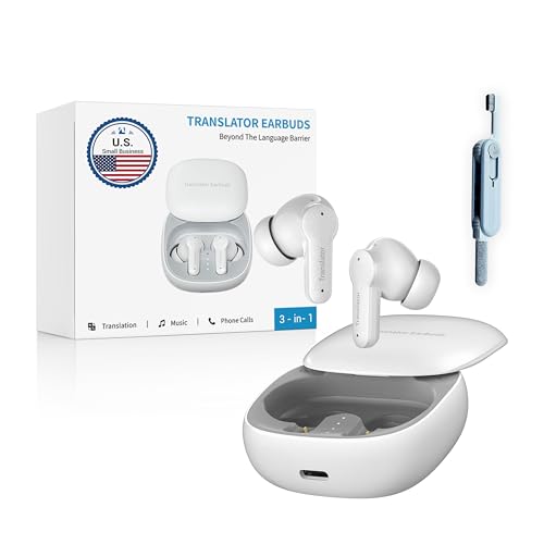 ANFIER M3 Offline Translation Earbuds 74 Languages and Accents Lifetime-Free AI Translation Earbuds Real TimeTranslator Device in Real Time fit iOS & Android with Earbuds Cleaning Brush