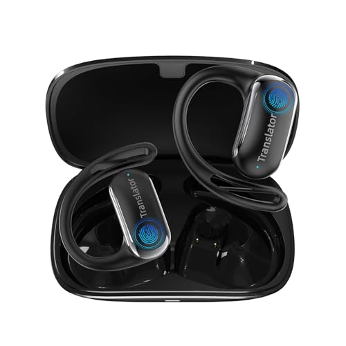 ANFIER Translation Earbuds Real-Time for iPhone & Andorid OWS Translator Earbuds Lifetime Free Offline Translation(8 Languages) & Online Translation(144 Languages & Accents) AF56 Black